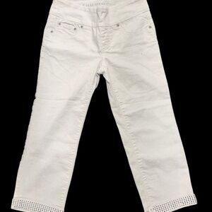 Counterparts White Denim Jeans with Subtle Silver Logo